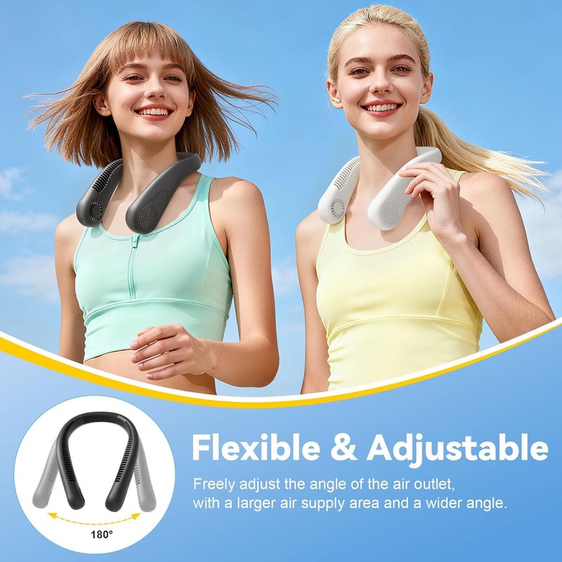 HandFan 5000mAh Neck Fan Bladeless Portable Rechargeable Lazy Wearable Fan,USB HandsFree Fan, Mute 3-Speed 15 hrs Working Time For Outdoor Travel (Black) - Image 3