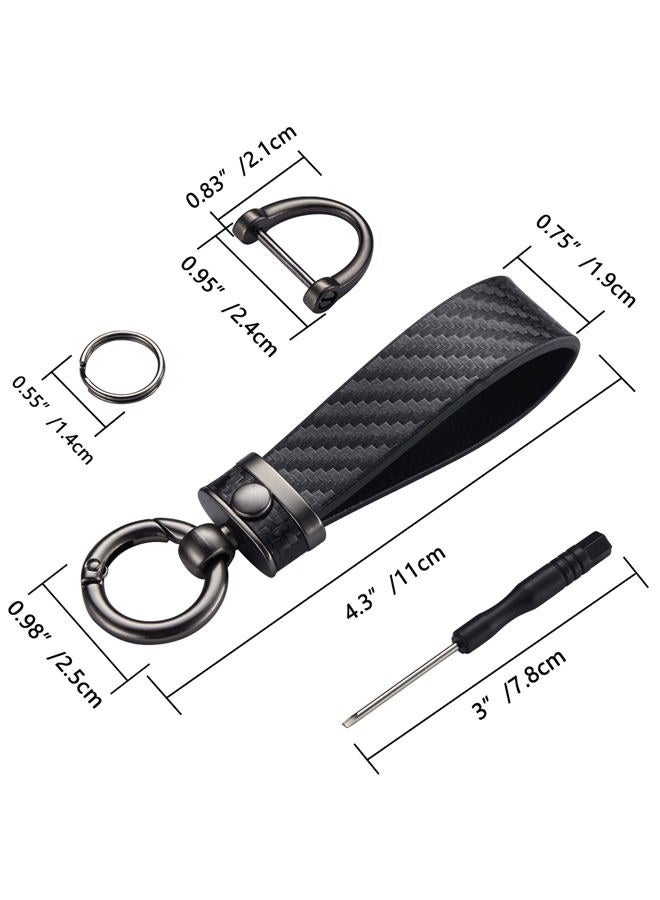 DEKEWEI Carbon Fiber Style Car Keychain Microfiber Leather Key Chain, Universal Key Chains for Key Fobs for Men and Women, 360 Degree Rotatable with Anti-Lost D-Ring (Black) - Image 5