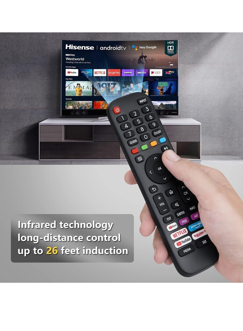 New Replacement Remote Control,Universal Remote Control Compatible with Hisense-VIDAA-TV-Remote,Upgraded Infrared Remote Control EN2G30H,with Netflix, Prime Video, Heavy Duty
