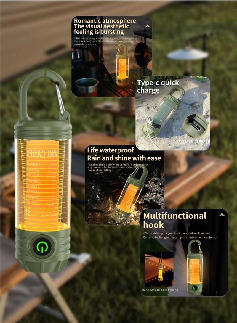 ZONIX Portable Rechargeable Flashlight with 3-Color Camping Light, 10000LM High Lumen & Mosquito-Repellent Red Light, 6-Speed Dimming Modes, Type-C Fast Charge/IPX4 Waterproof, 96g Ultra-Light + Hook for Camping, Hiking, Travel, Home Reading, and Emergency Use (Retro Green)  - Image 2