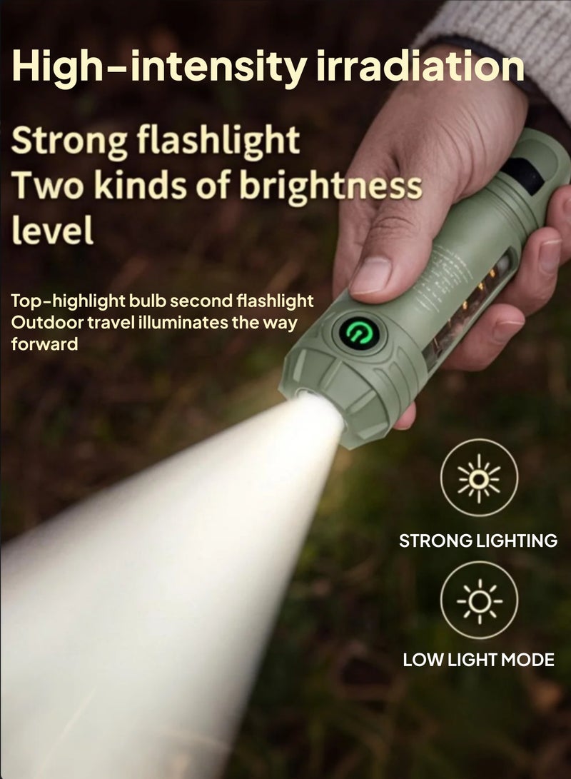 ZONIX Portable Rechargeable Flashlight with 3-Color Camping Light, 10000LM High Lumen & Mosquito-Repellent Red Light, 6-Speed Dimming Modes, Type-C Fast Charge/IPX4 Waterproof, 96g Ultra-Light + Hook for Camping, Hiking, Travel, Home Reading, and Emergency Use (Retro Green)  - Image 5