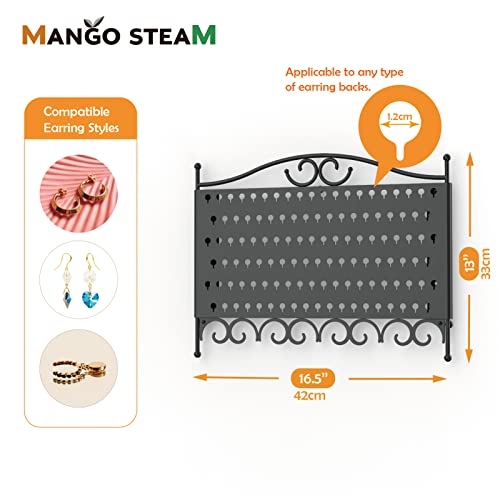 Mango Steam Wall Mounted Closet/Wardrobe Display Hanger Organizer for Jewelry & Earrings With Hooks for Necklaces, Bracelets, Accessories - Black - Image 5