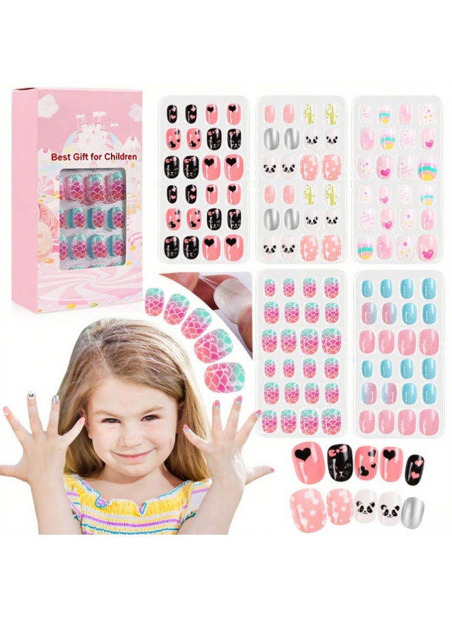 DOUBORQ 120Pcs/Set Cute False Nails Full Cover Nail Tips for Children DIY Nail Art Kids Gift - Image 1