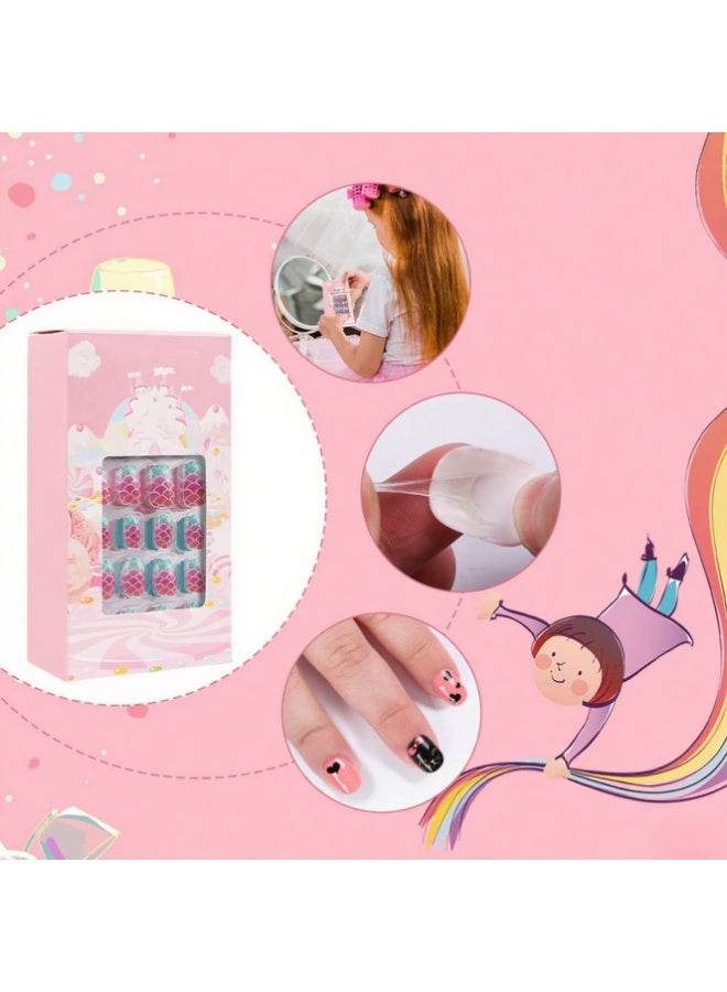 DOUBORQ 120Pcs/Set Cute False Nails Full Cover Nail Tips for Children DIY Nail Art Kids Gift - Image 4