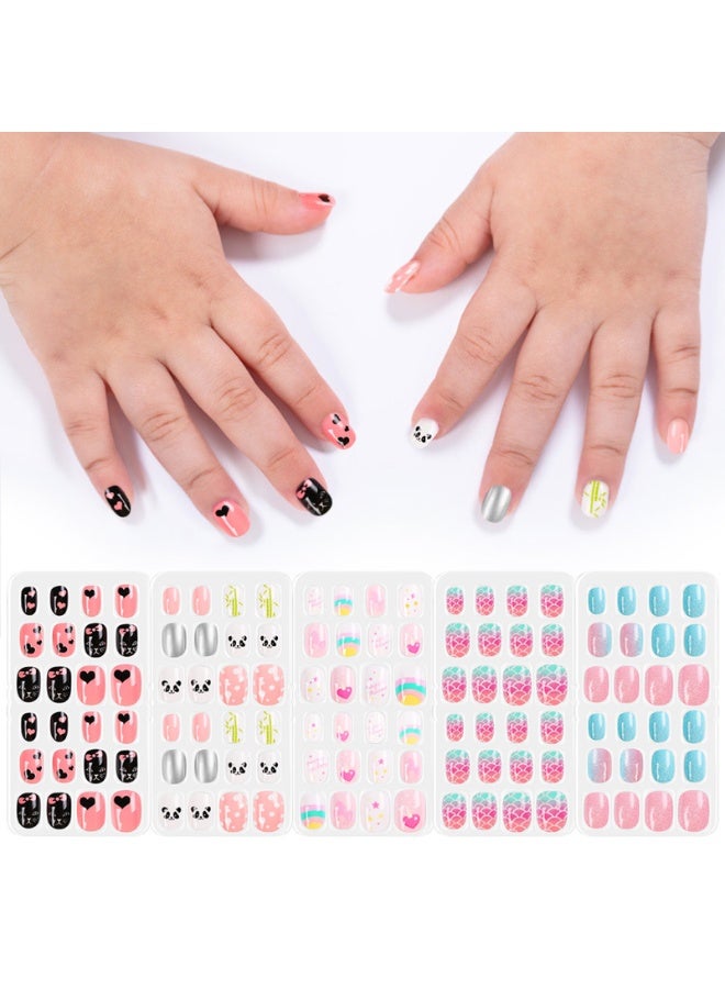 DOUBORQ 120Pcs/Set Cute False Nails Full Cover Nail Tips for Children DIY Nail Art Kids Gift - Image 2