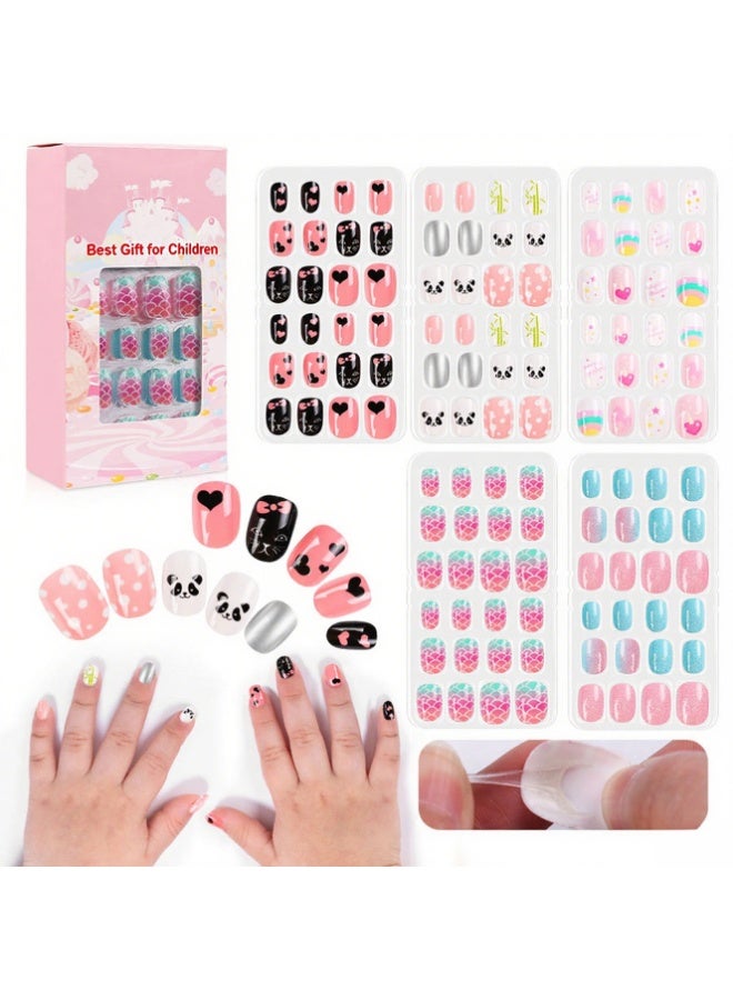 DOUBORQ 120Pcs/Set Cute False Nails Full Cover Nail Tips for Children DIY Nail Art Kids Gift - Image 3