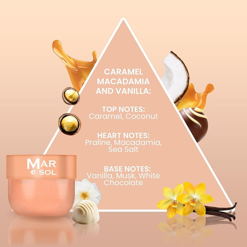 Mar.e.SOL Caramel Macadamia & Vanilla Gift Set – Body Mist 90ml + Scrub 100g + Body Butter 75ml Sweet & Long-Lasting Fragrance Nourishing Care Gift Set for Women - Image 5