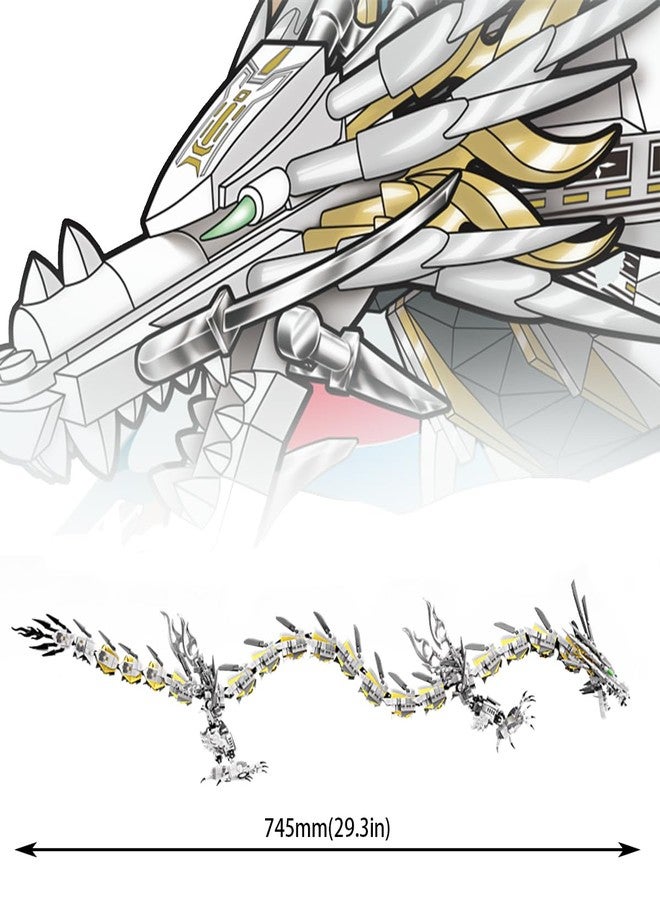 HONLANCH Dragon Series White Mechanical Hurricane Dragon Building Blocks Set (1485Pieces)-Toys Gifts for Teens 14+ and Adults - Image 3