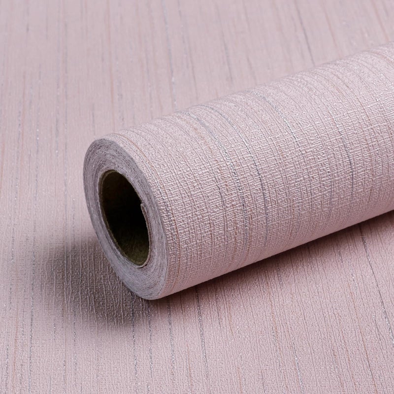Qianglive Pink Grasscloth Peel and Stick Wallpaper Vintage Texture Removable Waterproof Wallpaper for Room Walls Cabinets Furniture Drawers Desk A Set of 157x300 - Image 2
