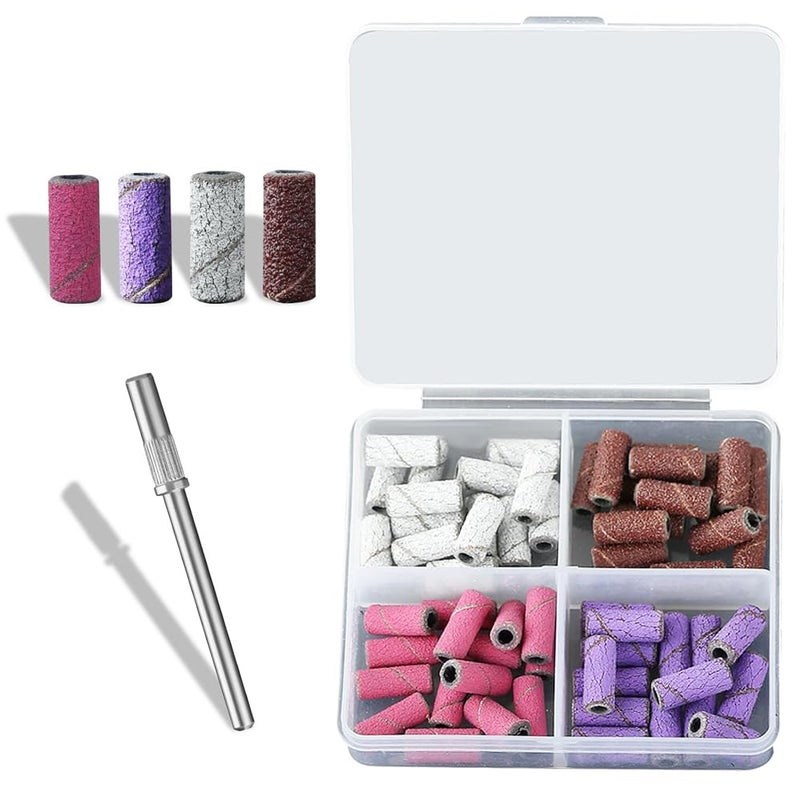 Eyech 60 Pcs Sanding Bands Nail Drill Bits 80120180240 Professional Nail Manicure Electric File Nail Sand Piece Set with 33mm Mandrel for Acrylic Nails Gel Manicures and Pedicure - Image 1