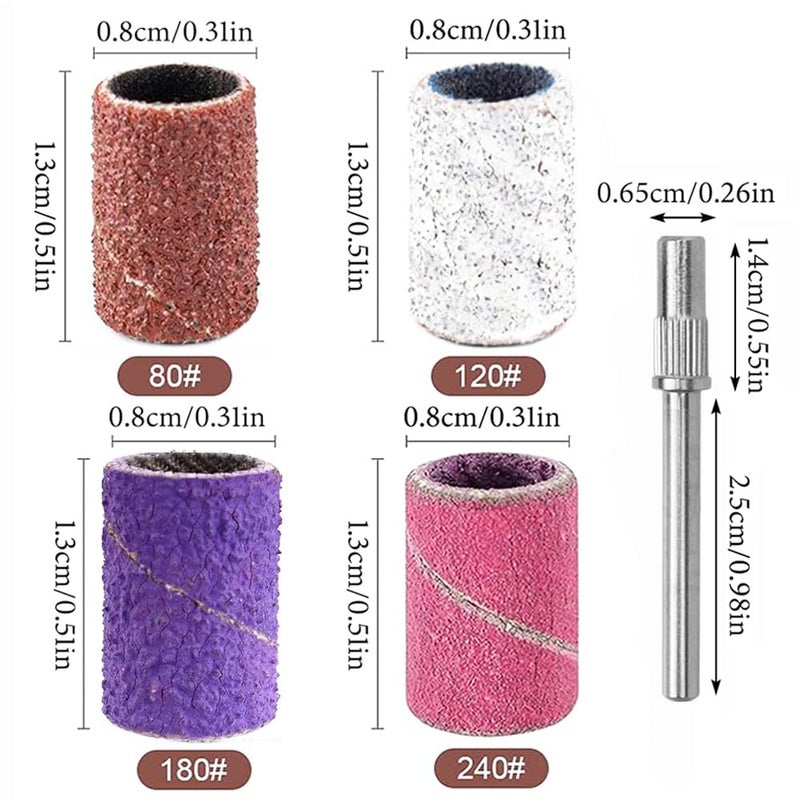 Eyech 60 Pcs Sanding Bands Nail Drill Bits 80120180240 Professional Nail Manicure Electric File Nail Sand Piece Set with 33mm Mandrel for Acrylic Nails Gel Manicures and Pedicure - Image 2