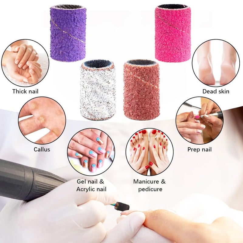 Eyech 60 Pcs Sanding Bands Nail Drill Bits 80120180240 Professional Nail Manicure Electric File Nail Sand Piece Set with 33mm Mandrel for Acrylic Nails Gel Manicures and Pedicure - Image 4