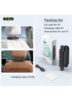 Generic Portable Air Conditioner Car Seat Fan Headrest Compact Lightweight Three Gear Refrigeration USB Powered Suitable for Most Cars (Black)  - Image 4