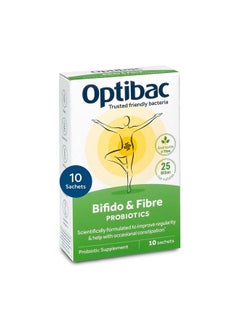 Bifido & Fibre Vegan Probiotics For Digestive Health & Occasional Constipation 25 Billion Cfu & Prebiotic 10 Sachets