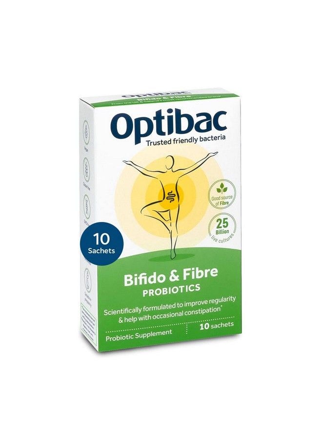 Optibac Probiotics - Bifido & Fibre Vegan Probiotics For Digestive Health & Occasional Constipation 25 Billion Cfu & Prebiotic 10 Sachets - Image 1