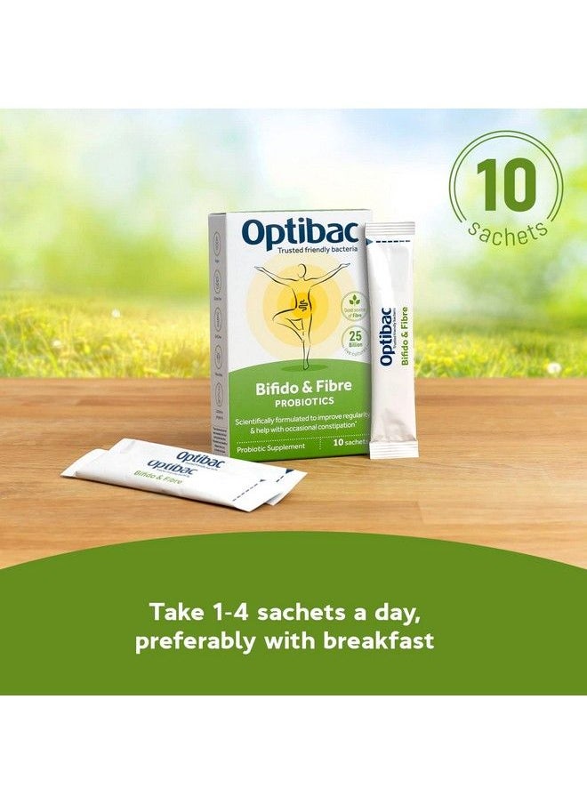 Optibac Probiotics - Bifido & Fibre Vegan Probiotics For Digestive Health & Occasional Constipation 25 Billion Cfu & Prebiotic 10 Sachets - Image 1