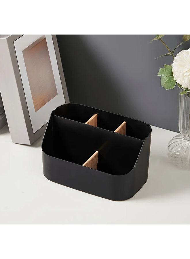 Black Plastic Toothbrush And Toothpaste Holder With Dividers Freestanding Bathroom Organizer - Image 2