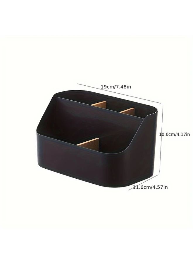 Black Plastic Toothbrush And Toothpaste Holder With Dividers Freestanding Bathroom Organizer - Image 3