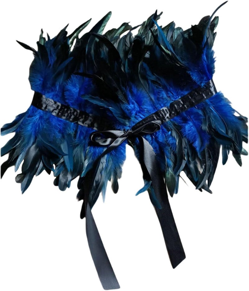 klarako Faux Feather Shrug Capes Plume Gothic Feather Tops Raven wing Witch Black Swan for Cosplay Parties Women Costume Halloween Aldult - Image 3