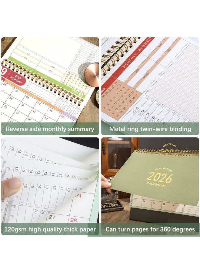 MOOJULY Small Desk Calendar 2026, Use Now to Dec 2026, Standing Flip Desktop Calendar with To-do List & Notes, Academic Year Desk Calendar with Stickers, Monthly Calendar for Home Office (Green) - Image 4