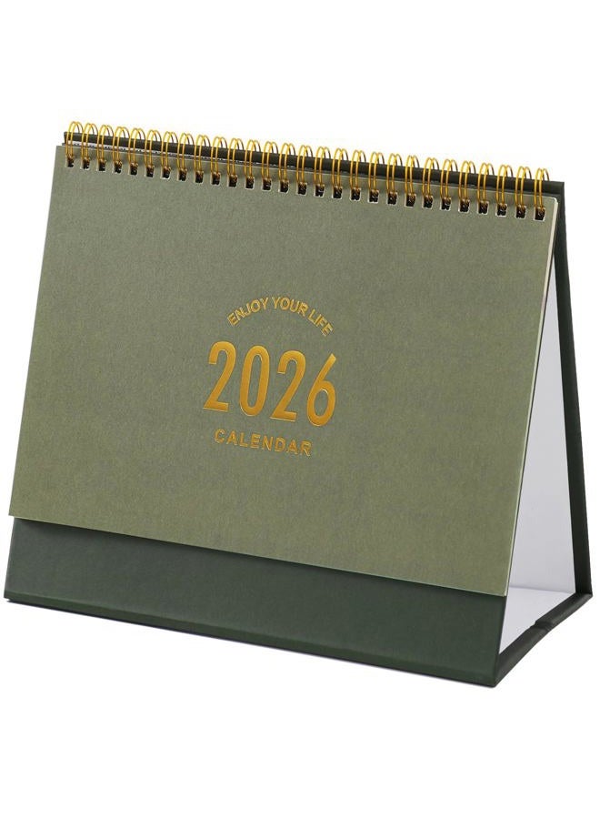 MOOJULY Small Desk Calendar 2026, Use Now to Dec 2026, Standing Flip Desktop Calendar with To-do List & Notes, Academic Year Desk Calendar with Stickers, Monthly Calendar for Home Office (Green) - Image 1