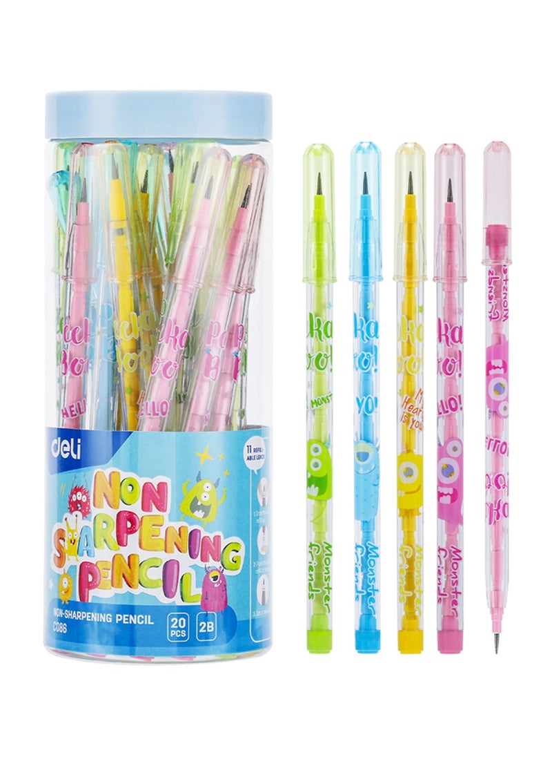 Deli 20-Piece Non-Sharpening Pencil 2B Thickness  - Image 1
