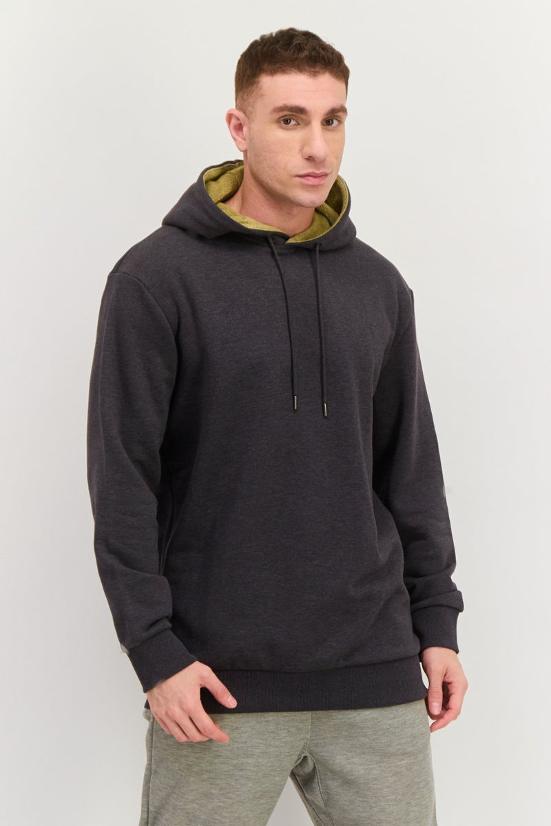 ESPRIT Men Hood With Drawstring Long Sleeve Heather Sweatshirts, Dark Grey - Image 1