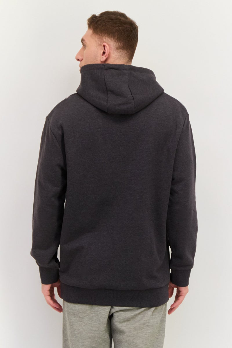 ESPRIT Men Hood With Drawstring Long Sleeve Heather Sweatshirts, Dark Grey - Image 3