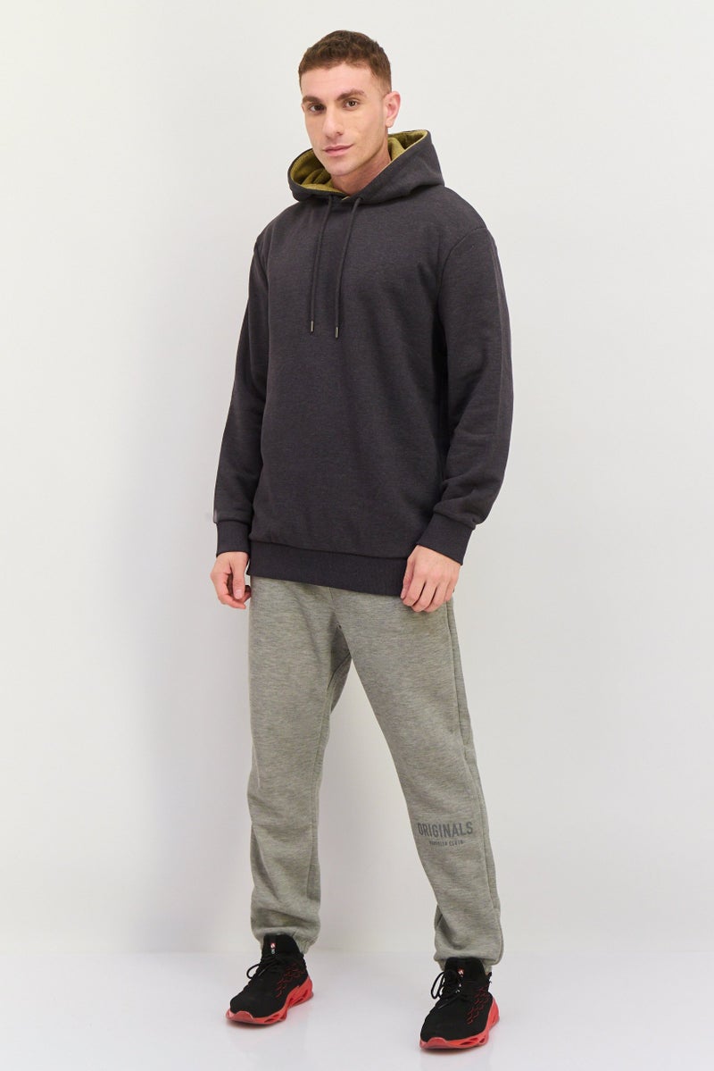 ESPRIT Men Hood With Drawstring Long Sleeve Heather Sweatshirts, Dark Grey - Image 4