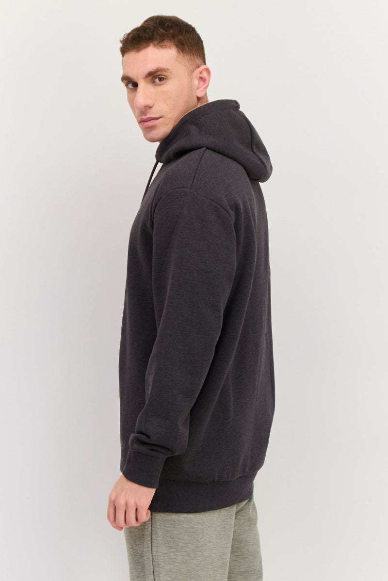 ESPRIT Men Hood With Drawstring Long Sleeve Heather Sweatshirts, Dark Grey - Image 2