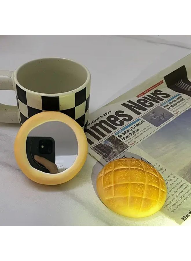 Handmade Pineapple Bun Mini Travel Vanity Mirror with Stand - Image 1