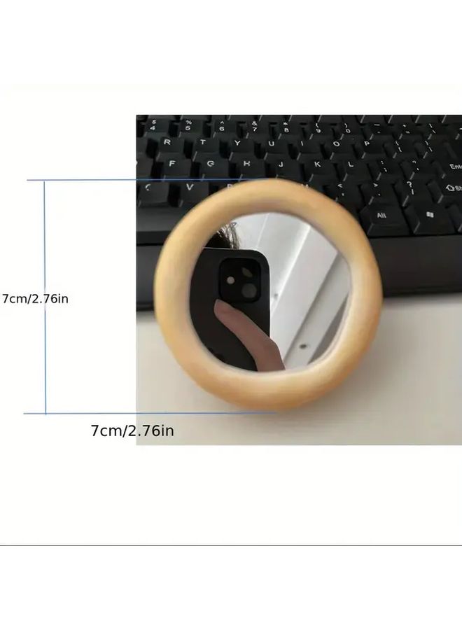 Handmade Pineapple Bun Mini Travel Vanity Mirror with Stand - Image 4