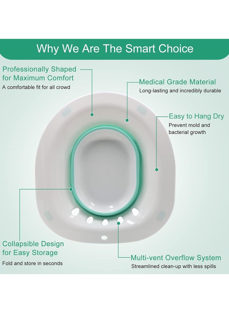 Ru syanl Sitz Bath for Hemorrhoids Sitz Bath for Toilet Seat Sitz Bath for Postpartum Care Sits Bath Kit for Women Collapsible Wider Seating Area Deeper Bowl  - Image 5