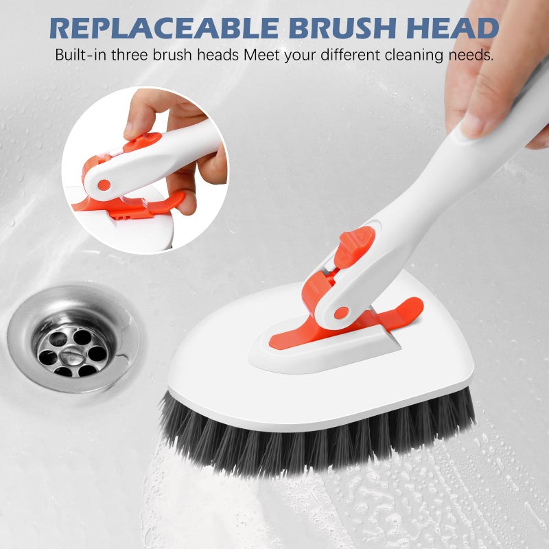 SetSail Floor Scrub Brush, 3-In-1 Tile Tub Floor Scrubber with 52-inch Adjustable Long Handle Shower Cleaner and 3 Detachable Replacement Brush Heads for Cleaning Bathroom Kitchen Walls Tub Tile - Image 4