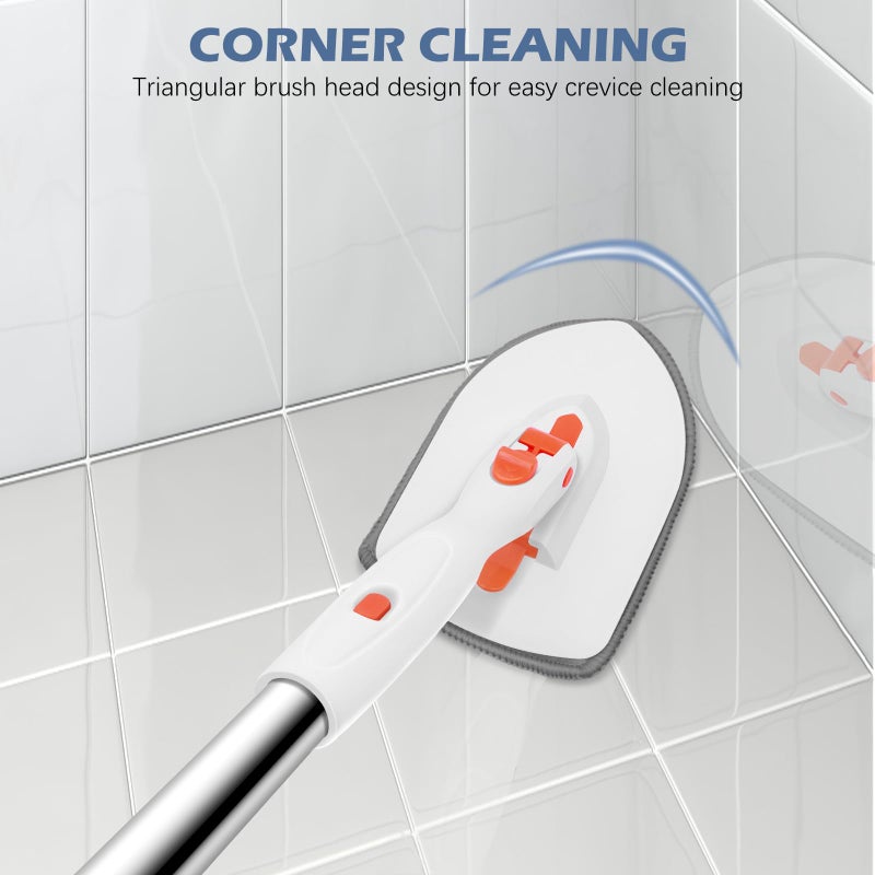 SetSail Floor Scrub Brush, 3-In-1 Tile Tub Floor Scrubber with 52-inch Adjustable Long Handle Shower Cleaner and 3 Detachable Replacement Brush Heads for Cleaning Bathroom Kitchen Walls Tub Tile - Image 5