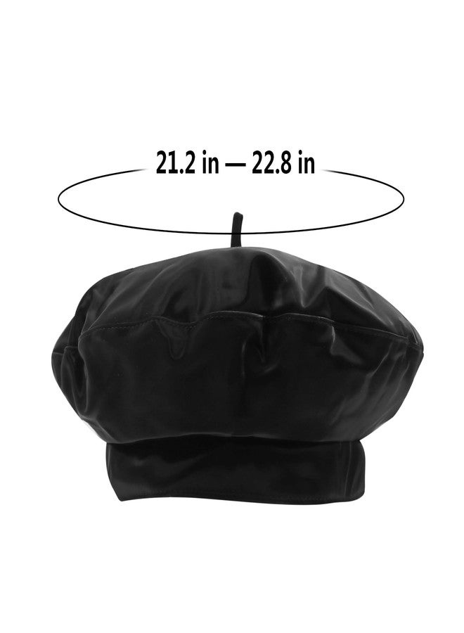 MOSSTYUS Womens Classic Pu Leather French Black Art Basque Beret Tam Beanie Hat Cap Fashion Hat All-Match Painter - Image 4