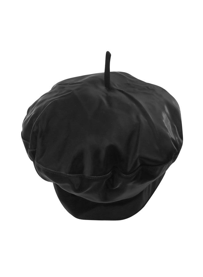 MOSSTYUS Womens Classic Pu Leather French Black Art Basque Beret Tam Beanie Hat Cap Fashion Hat All-Match Painter - Image 2