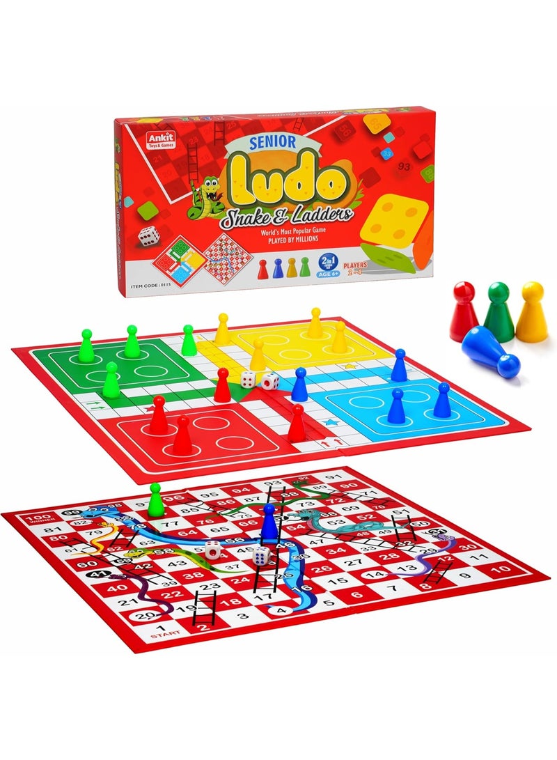 أنكيت تويز مجموعة ألعاب لوحية "أنكيت تويز" (Ankit Toys) 2 في 1: لودو (Ludo) ولعبة السلم والثعبان (Snake & Ladders) - إصدار للكبار - Image 1