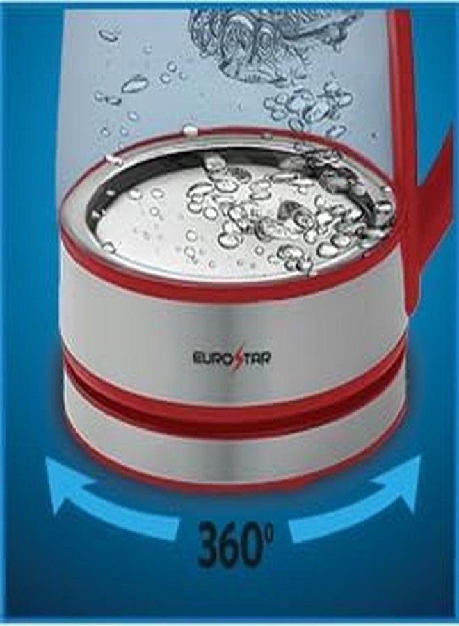 EUROSTAR EKG121RD 1.2L Glass Kettle, Red - Image 4