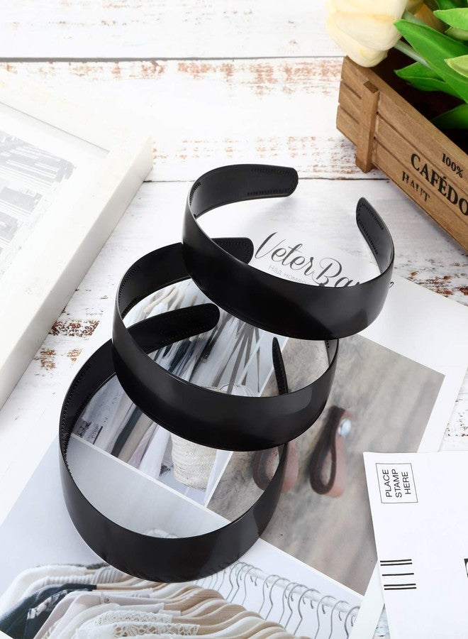 HESTYA Plastic Headbands DIY 1 Inch Plain Blank No Teeth Hair Bands Headwear Plain Headbands for Women Graduation Halloween(Black,40 Pcs) - Image 3