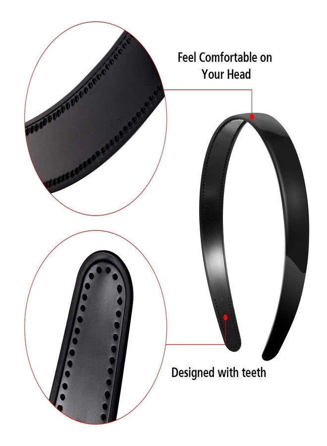 HESTYA Plastic Headbands DIY 1 Inch Plain Blank No Teeth Hair Bands Headwear Plain Headbands for Women Graduation Halloween(Black,40 Pcs) - Image 5