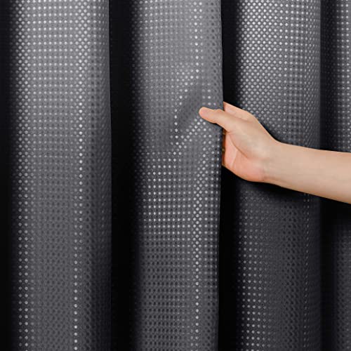 Naturoom Black Shower Curtains Black and White Ombre Bath Curtains for Bathroom, Textured Fabric Shower Curtain Liner with 12 Hooks, Water Repellent, Machine Washable, 72 x 72 inch - Image 2