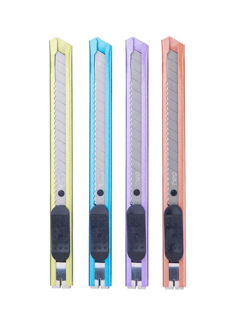 Cutter with 13 Snap-Off Blades , Utility Knife for Carton, Cardboard, Paper , 4 Assorted Color