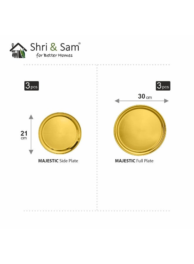 Shri & Sam Stainless Steel Gold Solid Dinner Set With Pvd Coating , Majestic, 42 Pieces - Image 3
