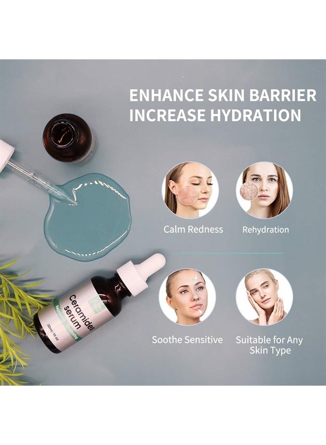 ANAI RUI سيروم الوجه بالسيراميد مع حمض الهيالورونيك، لتقليل الخطوط، تصحيح التجاعيد، إصلاح حاجز البشرة، تهدئة التشققات والاحمرار، سيروم السيراميد المضاد للشيخوخة، 1 أونصة سائلة - Image 4