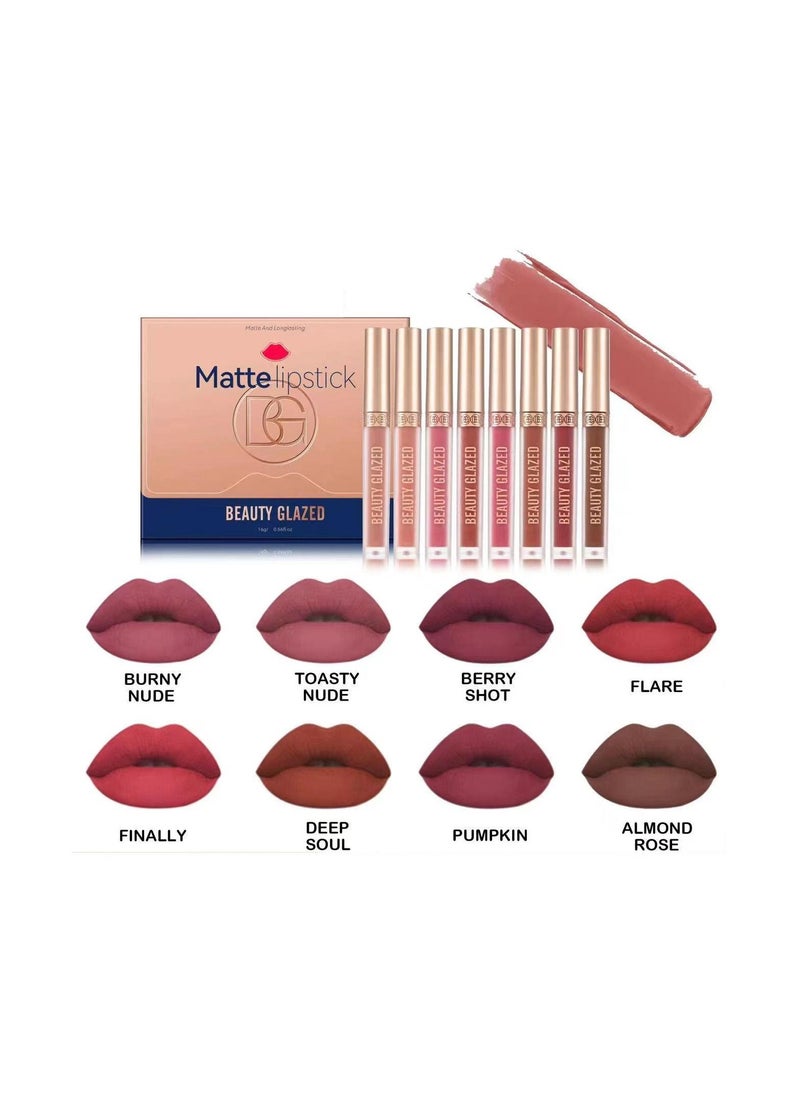 Beauty Glzaed 8-Piece Moisturizing Matte Liquid Lipstick Set  - Image 3