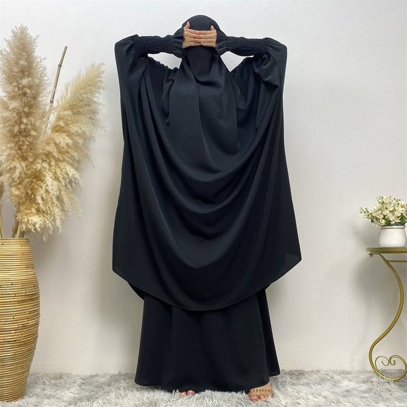 monica fashion Muslim Women Fashion Set Two-piece robe Long sleeve Islamic Clothing Dubai Saudi Turkey solid color elegant dress - Image 4
