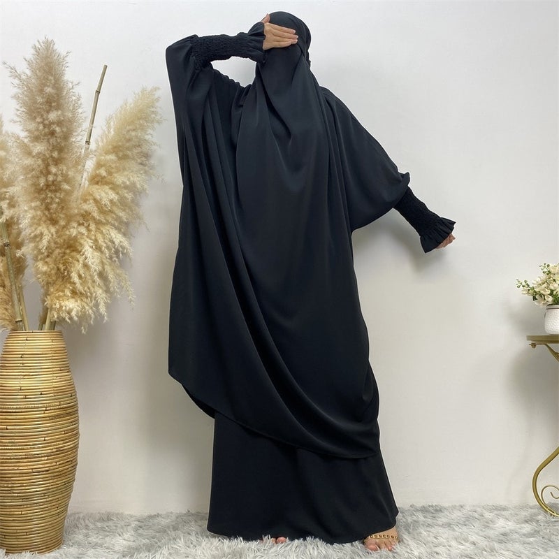 monica fashion Muslim Women Fashion Set Two-piece robe Long sleeve Islamic Clothing Dubai Saudi Turkey solid color elegant dress - Image 5