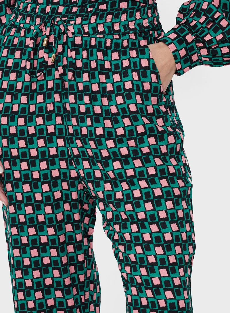 Louche Drawstring Detail Printed Pants