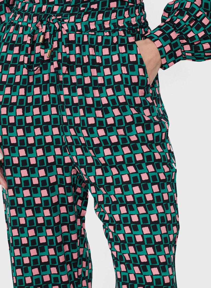 Louche Drawstring Detail Printed Pants - Image 3